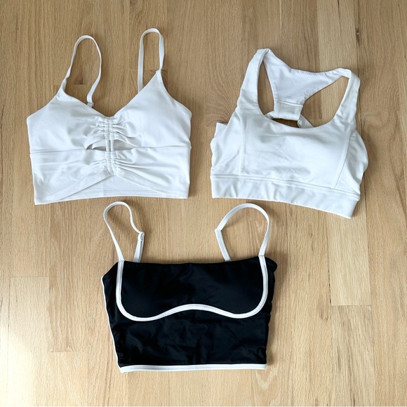 White and Black Sports Bras Set - Picture 2 of 4
